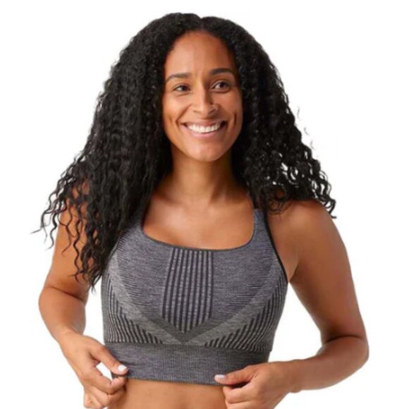 SMARTWOOL Merino Intraknit Strappy Bra in Black Heather Gorpcore - Size M - Picture 2 of 15